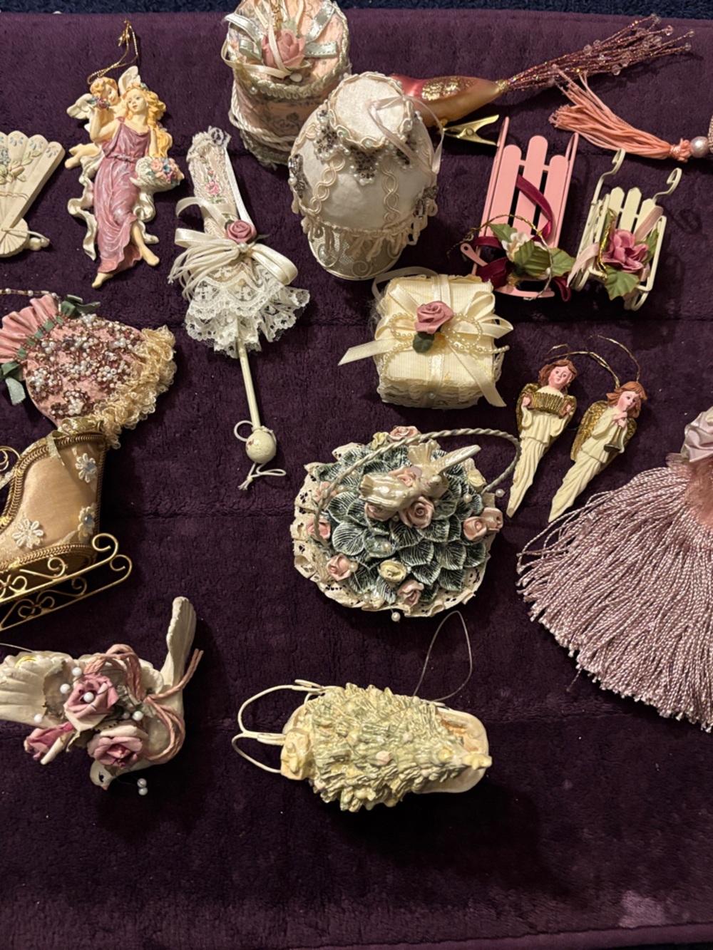 Victorian Vintage Christmas ornaments Pink. Sold as a lot. Some are very rare.